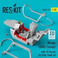   ResKit Models Mirage 2000C Cockpit with 3D decals for Kitty Hawk kit 1:32 (RSU32-0057)