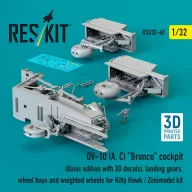   ResKit Models OV-10 (A, C) Bronco cockpit (Basic edition with 3D decals), landing gears, wheel bays and weighted wheels for Kitty Hawk / Zimimodel kit (3D Printed) 1:32 (RSU32-0060)