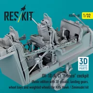   ResKit Models OV-10 (A, C) Bronco cockpit (Basic edition with 3D decals), landing gears, wheel bays and weighted wheels for Kitty Hawk / Zimimodel kit (3D Printed) 1:32 (RSU32-0060)