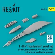   ResKit Models F-105 Thunderchief detail set (coolers, exit ejector, fuel vent mast, tail hook,ventral fin, air conditioning ram inlet) (3D Printed) 1:32 (RSU32-0073)