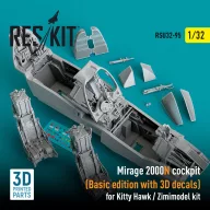   ResKit Models Mirage 2000N cockpit (Basic edition with 3D decals) for Kitty Hawk / Zimimodel kit (3D Printed) 1:32 (RSU32-0095)