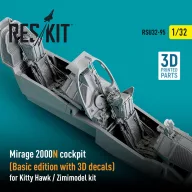   ResKit Models Mirage 2000N cockpit (Basic edition with 3D decals) for Kitty Hawk / Zimimodel kit (3D Printed) 1:32 (RSU32-0095)