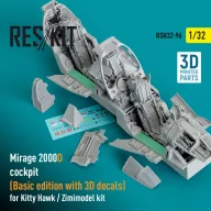   ResKit Models Mirage 2000D cockpit (Basic edition with 3D decals) for Kitty Hawk / Zimimodel kit (3D Printed) 1:32 (RSU32-0096)