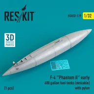   ResKit Models F-4 Phantom II early 600 gallon fuel tanks (nestable) with pylon (1 pcs) (3D Printed) 1:32 (RSU32-0119)
