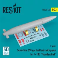   ResKit Models Centerline 650 gal fuel tank with pylons for F-105 Thunderchief (1 pcs) (3D Printed) 1:32 (RSU32-0123)