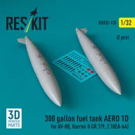   ResKit Models 300 gallon fuel tank AERO 1D for AV-8B, Harrier II GR.7/9, T.10 (2 pcs) (3D Printed) 1:32 (RSU32-0135)