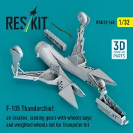   ResKit Models F-105 Thunderchief air intakes, landing gears with wheels bays and weighted wheels set for Trumpeter kit (3D Printed) 1:32 (RSU32-0148)