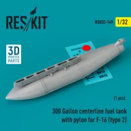   ResKit Models 300 Gallon centerline fuel tank with pylon for F-16 (A/B/C/D/E/F/I) (type 2) (1 pcs) (3D Printed) 1:32 (RSU32-0149)