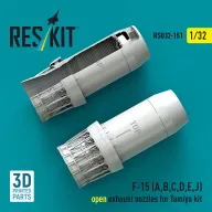   ResKit Models F?15 Eagle/Strike Eagle (A,B,C,D,E early,J) F100-PW-220 open exhaust nozzles for Tamiya kit (3D Printed) 1:32 (RSU32-0151)