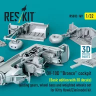   ResKit Models OV-10D Bronco cockpit (Basic edition with 3D decals) landing gears, wheel bays and weighted wheels set for Kitty Hawk/Zimimodel kit (3D Printed) 1:32 (RSU32-0169)