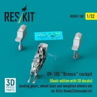   ResKit Models OV-10D Bronco cockpit (Basic edition with 3D decals) landing gears, wheel bays and weighted wheels set for Kitty Hawk/Zimimodel kit (3D Printed) 1:32 (RSU32-0169)
