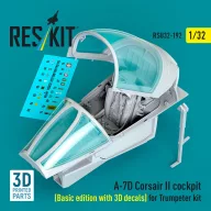   ResKit Models A-7D Corsair II cockpit (Basic edition with 3D decals) for Trumpeter kit (3D Printed) 1:32 (RSU32-0192)