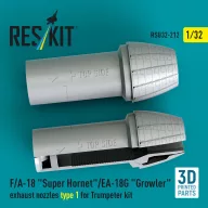  ResKit Models F/A-18 Super Hornet/EA-18G Growler exhaust nozzles type 1 for Trumpeter kit (3D Printed) 1:32 (RSU32-0212)