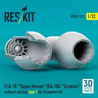   ResKit Models F/A-18 Super Hornet/EA-18G Growler exhaust nozzles type 1 for Trumpeter kit (3D Printed) 1:32 (RSU32-0212)