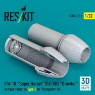   ResKit Models F/A-18 Super Hornet/EA-18G Growler exhaust nozzles type 2 for Trumpeter kit (3D Printed) 1:32 (RSU32-0213)