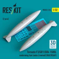   ResKit Models Tornado F3/GR1/GR4 1500L underwing fuel tanks (riveted) (RAF/RSAF) (2 pcs) (3D Printed) 1:32 (RSU32-0234)