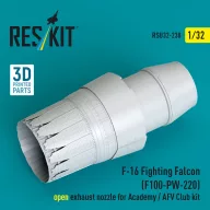   ResKit Models F-16 Fighting Falcon (F100-PW-220) open exhaust nozzle for Academy / AFV Club kit (3D Printed) 1:32 (RSU32-0238)