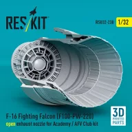   ResKit Models F-16 Fighting Falcon (F100-PW-220) open exhaust nozzle for Academy / AFV Club kit (3D Printed) 1:32 (RSU32-0238)