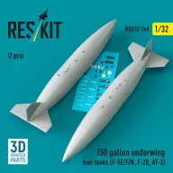   ResKit Models 150 gallon underwing fuel tanks (F-5E, F, N, F-20, AT-3) (2 pcs) (3D Printed) 1:32 (RSU32-0240)