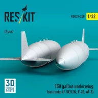   ResKit Models 150 gallon underwing fuel tanks (F-5E, F, N, F-20, AT-3) (2 pcs) (3D Printed) 1:32 (RSU32-0240)