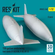  ResKit Models 150 gallon underwing fuel tanks (F-5E, F, N, F-20, AT-3) (2 pcs) (3D Printed) 1:32 (RSU32-0240)