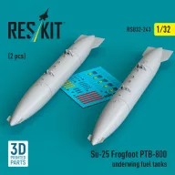   ResKit Models Su-25 Frogfoot PTB-800 underwing fuel tanks (2 pcs) (3D Printed) 1:32 (RSU32-0243)