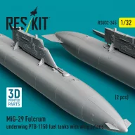   ResKit Models MiG-29 Fulcrum underwing PTB-1150 fuel tanks with wing pylons (2 pcs) (3D Printed) 1:32 (RSU32-0245)