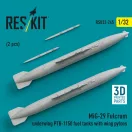 ResKit Models MiG-29 Fulcrum underwing PTB-1150 fuel tanks with wing pylons (2 pcs) (3D Printed) 1:32 (RSU32-0245)
