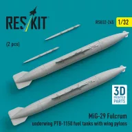   ResKit Models MiG-29 Fulcrum underwing PTB-1150 fuel tanks with wing pylons (2 pcs) (3D Printed) 1:32 (RSU32-0245)