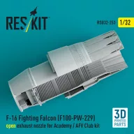   ResKit Models F-16 Fighting Falcon (F100-PW-229) open exhaust nozzle for Academy / AFV Club kit (3D Printed) 1:32 (RSU32-0253)