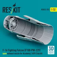  ResKit Models F-16 Fighting Falcon (F100-PW-229) open exhaust nozzle for Academy / AFV Club kit (3D Printed) 1:32 (RSU32-0253)