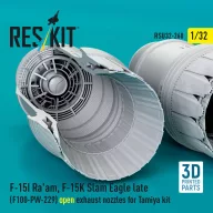   ResKit Models F?15I Ra'am, F?15K Slam Eagle late (F100-PW-229) open exhaust nozzles for Tamiya kit (3D Printed) 1:32 (RSU32-0260)