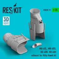   ResKit Models MH-60L, MH-60S, HH-60G, HH-60H exhaust for Kitty Hawk / Zimimodel kit (3D Printed) 1:35 (RSU35-0019)