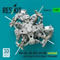   ResKit Models MH-60L, UH-60A, HH-60G unfolded main rotor for Kitty Hawk / Zimimodel (3D Printed) 1:35 (RSU35-0062)