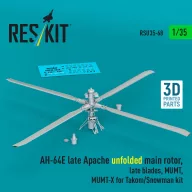   ResKit Models AH-64E late Apache unfolded main rotor, late blades, MUMT, MUMT-X for Takom/Snowman kit (3D Printed) 1:35 (RSU35-0068)