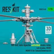   ResKit Models AH-64E late Apache unfolded main rotor, late blades, MUMT, MUMT-X for Takom/Snowman kit (3D Printed) 1:35 (RSU35-0068)