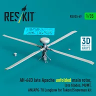   ResKit Models AH-64D late Apache unfolded main rotor, late blades, MUMT, AN/APG-78 Longbow for Takom/Snowman kit (3D Printed) 1:35 (RSU35-0069)