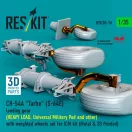 ResKit Models CH-54A Tarhe(S-64E) landing gear (HEAVY LOAD, Universal Military Pod and other) with weighted wheels set for ICM kit (Metal & 3D Printed) 1:35 (RSU35-0076)