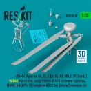 ResKit Models AH-64 Apache (A, D, E Early, AH Mk.I, DI Saraf) folded main rotor, early blades & fold restraint systems, MUMT, AN/APG-78 Longbow/ADSS for Takom/Snowman kit (3D Printed) 1:35 (RSU35-0078)