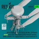 ResKit Models AH-64 Apache (A, D, E Early, AH Mk.I, DI Saraf) folded main rotor, early blades & fold restraint systems, MUMT, AN/APG-78 Longbow/ADSS for Takom/Snowman kit (3D Printed) 1:35 (RSU35-0078)