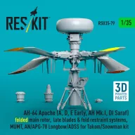   ResKit Models AH-64E late Apache folded main rotor, late blades & fold restraint systems, MUMT, AN/APG-78 Longbow for Takom/Snowman kit (3D Printed) 1:35 (RSU35-0079)