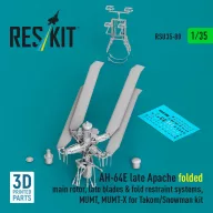   ResKit Models AH-64E late Apache folded main rotor, late blades & fold restraint systems, MUMT, MUMT-X for Takom/Snowman kit (3D Printed) 1:35 (RSU35-0080)