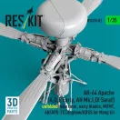 ResKit Models AH-64 Apache (A,D,E Early, AH Mk.I,DI Saraf) unfolded main rotor, early blades, MUMT, AN/APG-78 Longbow/ADSS for Meng kit (3D Printed)(1/35) 1:35 (RSU35-0082)