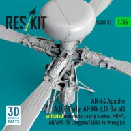   ResKit Models AH-64 Apache (A,D,E Early, AH Mk.I,DI Saraf) unfolded main rotor, early blades, MUMT, AN/APG-78 Longbow/ADSS for Meng kit (3D Printed)(1/35) 1:35 (RSU35-0082)