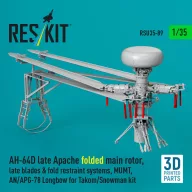   ResKit Models AH-64D late Apache folded main rotor, late blades & fold restraint systems, MUMT, AN/APG-78 Longbow for Takom/Snowman kit (3D Printed) 1:35 (RSU35-0089)