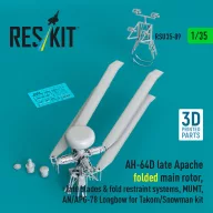   ResKit Models AH-64D late Apache folded main rotor, late blades & fold restraint systems, MUMT, AN/APG-78 Longbow for Takom/Snowman kit (3D Printed) 1:35 (RSU35-0089)