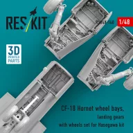   ResKit Models CF-18 Hornet wheel bays, landing gears with wheels set for Hasegawa kit (3D Printed) 1:48 (RSU48-0140)