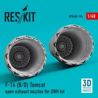   ResKit Models F-14 (B,D) Tomcat open exhaust nozzles for GWH kit (3D Printed) 1:48 (RSU48-0194)