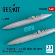   ResKit Models F-4 Phantom II late 370 gallon fuel tanks (Royal Jet) with pylons (2 pcs) (3D Printed) 1:48 (RSU48-0208)