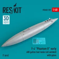   ResKit Models F-4 Phantom II early 600 gallon fuel tanks (all welded) with pylon (1 pcs) (3D Printed) 1:48 (RSU48-0209)